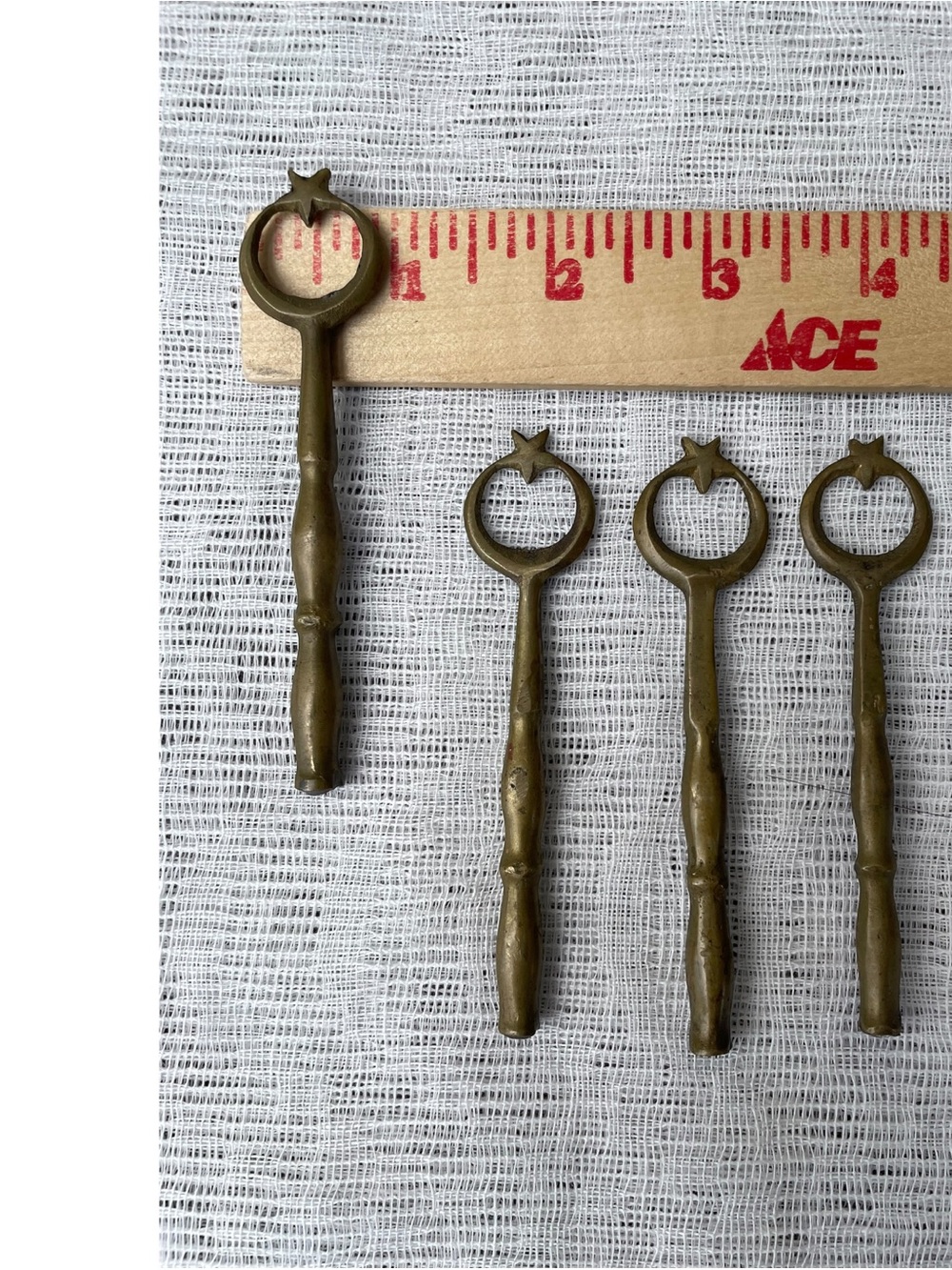 4 Ottoman Star & Crescent Brass Skewer Handles - Picture 6 of 8